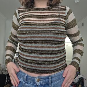 Zara Knit Striped Long Sleeve Top